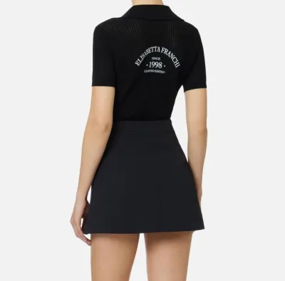 ELISABETTA FRANCHI Polo in maglia con logo stampato  | BorotalcoCaglia