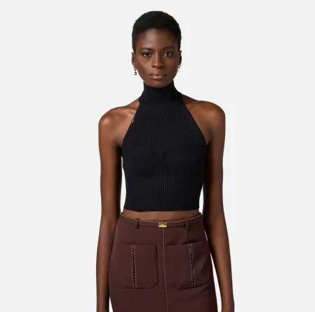 Top in viscosa a costine con cuore Elisabetta Franchi  | BorotalcoCagl