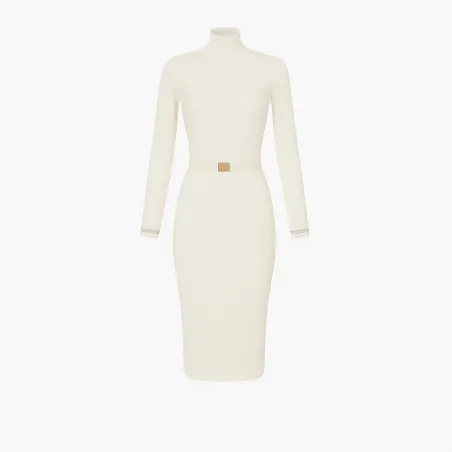 Elisabetta Franchi – Abito in maglia a costine con cintura in vita  | 