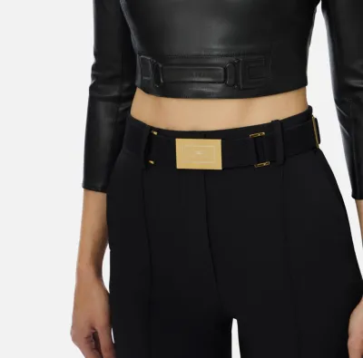 Elisabetta Franchi Pantaloni in tessuto tecnico bielastico con cintura