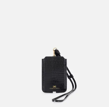 Elisabetta Franchi – Porta cellulare grande effetto cocco con logo dor