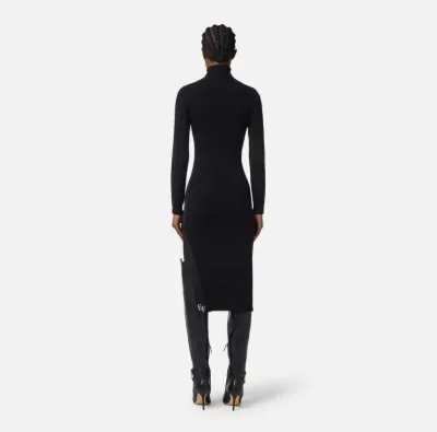 Elisabetta Franchi – Abito in viscosa con bande lucide a contrasto  | 