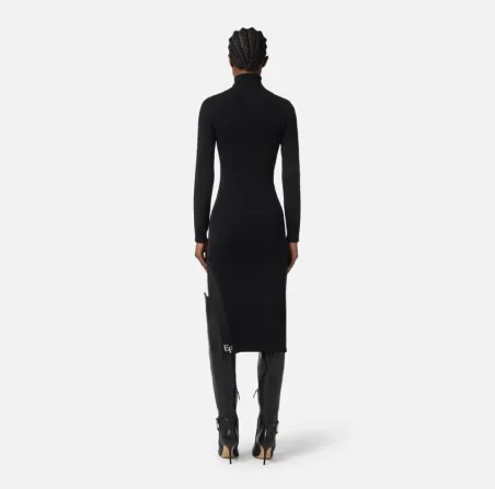 Elisabetta Franchi – Abito in viscosa con bande lucide a contrasto  | 