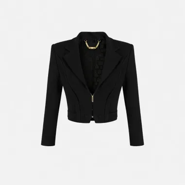 Elisabetta Franchi Giacca in doppio crêpe stretch con motivi a taglio 
