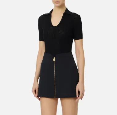 ELISABETTA FRANCHI Polo in maglia con logo stampato  | BorotalcoCaglia 2