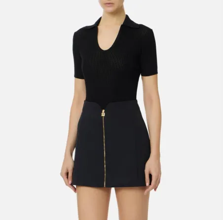 ELISABETTA FRANCHI Polo in maglia con logo stampato  | BorotalcoCaglia