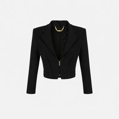 Elisabetta Franchi Giacca in doppio crêpe stretch con motivi a taglio 