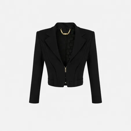 Elisabetta Franchi Giacca in doppio crêpe stretch con motivi a taglio 