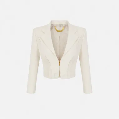 Elisabetta Franchi Giacca in doppio crêpe stretch con motivi a taglio  2