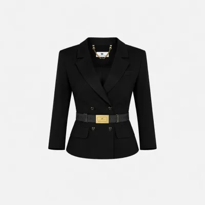 Elisabetta Franchi Giacca in tessuto tecnico bielastico con cintura  |