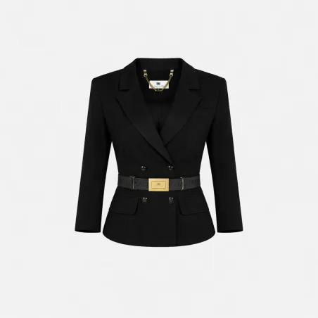 Elisabetta Franchi Giacca in tessuto tecnico bielastico con cintura  |