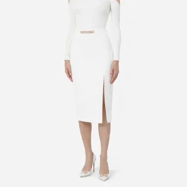 Elisabetta Franchi Gonna in crêpe leggero con placca gioiello  | Borot 2