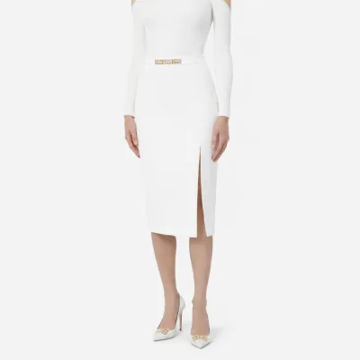 Elisabetta Franchi Gonna in crêpe leggero con placca gioiello  | Borot