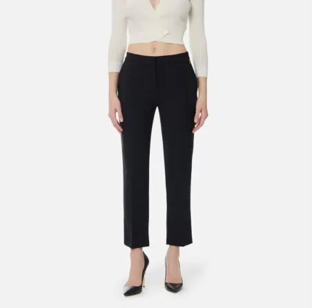Elisabetta Franchi Pantaloni in crêpe leggero con logo charm  | Borota