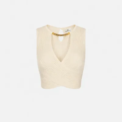 Elisabetta Franchi Top in maglia con dettaglio gioiello  | BorotalcoCa
