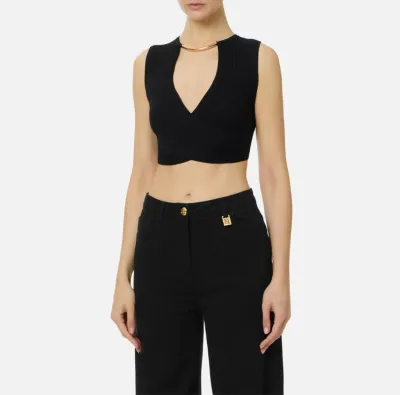 Elisabetta Franchi Top in maglia con dettaglio gioiello  | BorotalcoCa