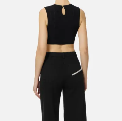 Elisabetta Franchi Top in maglia con dettaglio gioiello  | BorotalcoCa