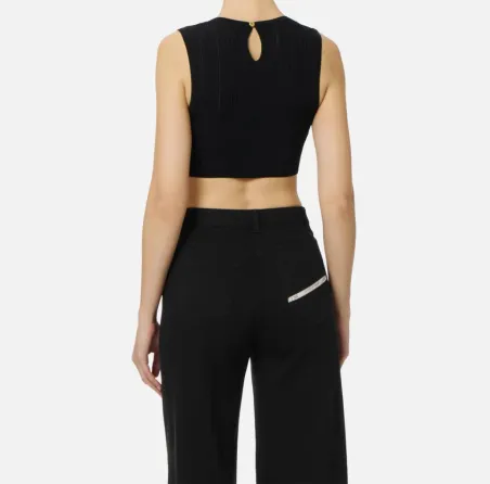 Elisabetta Franchi Top in maglia con dettaglio gioiello  | BorotalcoCa