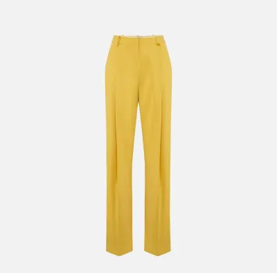 ELISABETTA FRANCHI Pantaloni in crêpe leggero con logo charm  | Borota