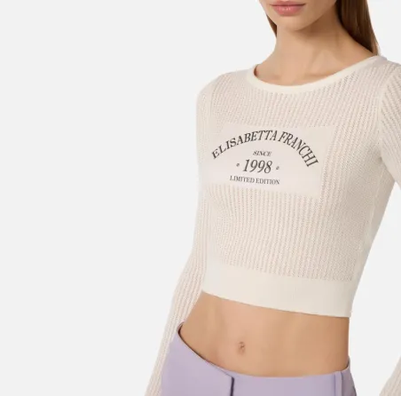 Elisabetta Franchi Top in maglia con logo stampato  | BorotalcoCagliar