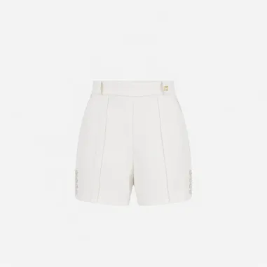 Elisabetta Franchi Shorts in crêpe leggero con tessuto a taglio vivo   2