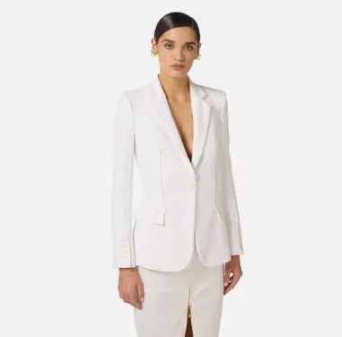 Elisabetta Franchi Giacca in doppio crêpe stretch con motivi a taglio 