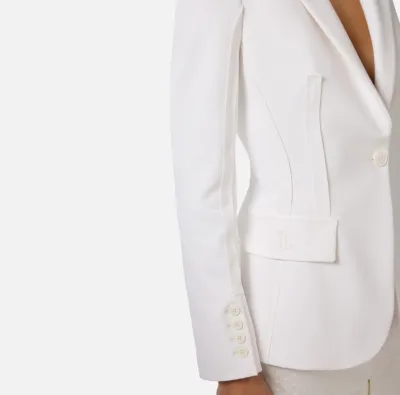 Elisabetta Franchi Giacca in doppio crêpe stretch con motivi a taglio 