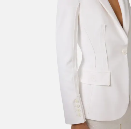 Elisabetta Franchi Giacca in doppio crêpe stretch con motivi a taglio 