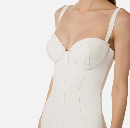 Elisabetta Franchi Abito in crêpe leggero con tessuto a taglio vivo  |