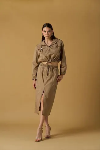 No Secrets Gonna midi in cotone con spacco frontale  | BorotalcoCaglia