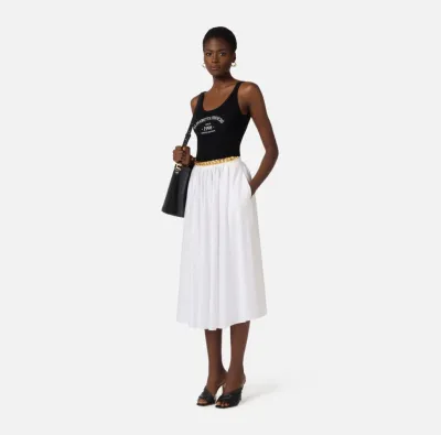 Elisabetta Franchi Body in maglia con logo stampato  | BorotalcoCaglia