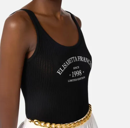 Elisabetta Franchi Body in maglia con logo stampato  | BorotalcoCaglia
