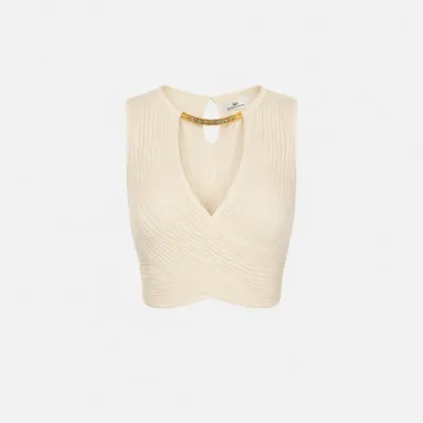 Elisabetta Franchi Top in maglia con dettaglio gioiello  | BorotalcoCa 2