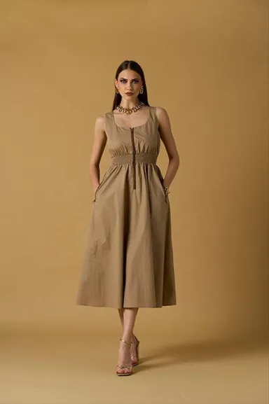 NO SECRETS Abito in cotone con punto smock  | BorotalcoCagliari.it