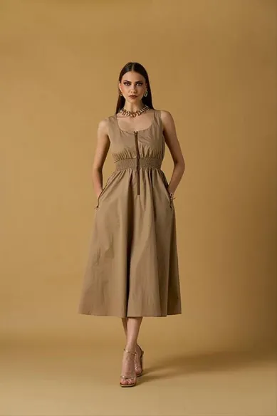 NO SECRETS Abito in cotone con punto smock  | BorotalcoCagliari.it