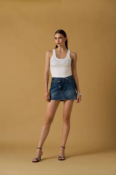 NO SECRETS Canotta con strass  | BorotalcoCagliari.it