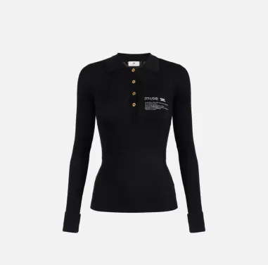 Elisabetta Franchi Polo in maglia con dettaglio lettering  | Borotalco