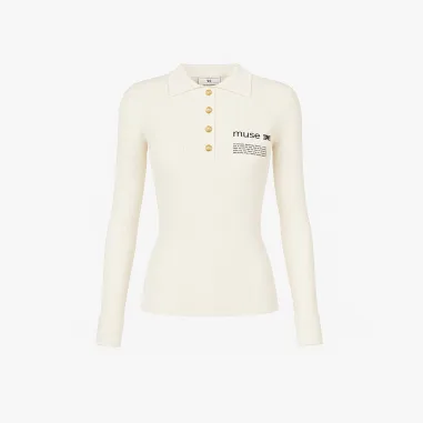 Elisabetta Franchi Polo in maglia con dettaglio lettering  | Borotalco 2