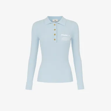 Elisabetta Franchi Polo in maglia con dettaglio lettering  | Borotalco 2