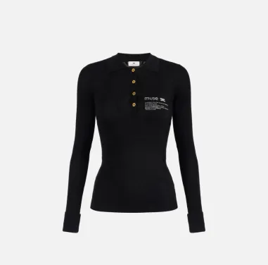 Elisabetta Franchi Polo in maglia con dettaglio lettering  | Borotalco 2