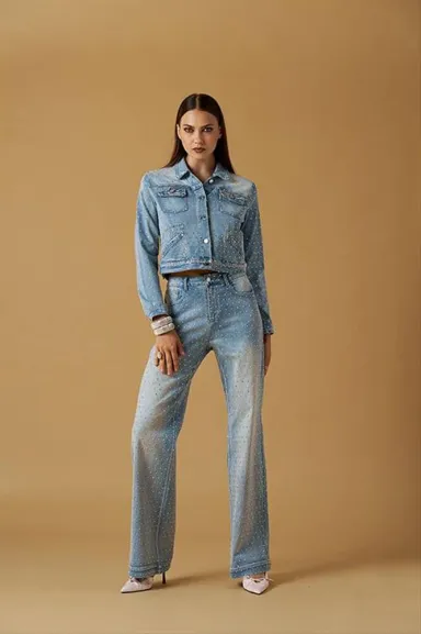 No Secrets Giubbino jeans con diamanti  | BorotalcoCagliari.it