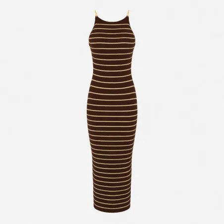 ELISABETTA FRANCHI Abito in maglia a righe con catene  | BorotalcoCagl