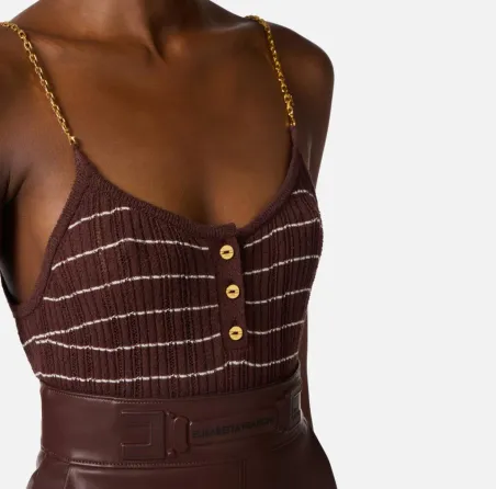 ELISABETTA FRANCHI Top in maglia a righe con catene  | BorotalcoCaglia