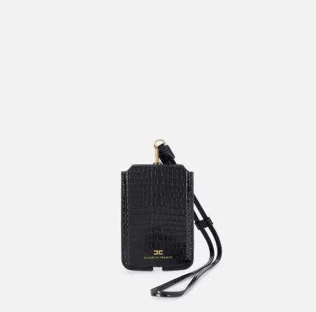Elisabetta Franchi – Porta cellulare grande effetto cocco con logo dor