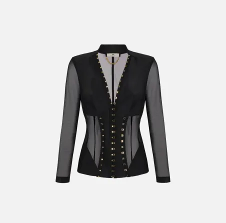 ELISABETTA FRANCHI Giacca bustier in tessuto bielastico e tulle  | Bor