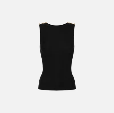 Elisabetta Franchi – Canotta in cupro con bottoni decorativi  | Borota