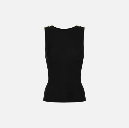 Elisabetta Franchi – Canotta in cupro con bottoni decorativi  | Borota