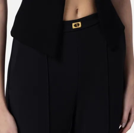 Pantaloni in crêpe con tasche e placca logo Elisabetta Franchi  | Boro