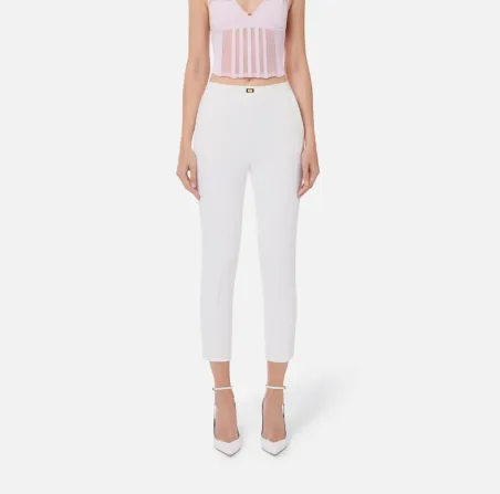 Pantaloni in crêpe con tasche e placca logo Elisabetta Franchi  | Boro