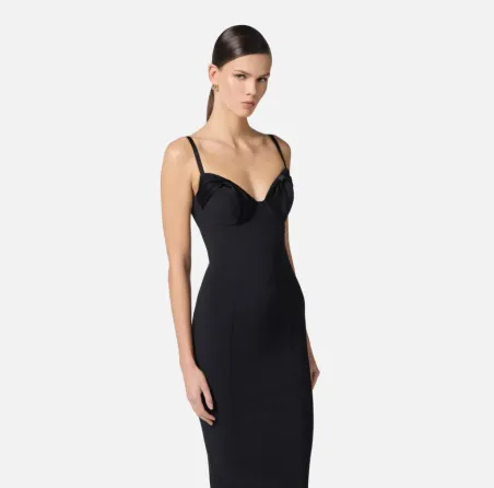 Abito in crêpe con fiocchi in raso Elisabetta Franchi  | BorotalcoCagl